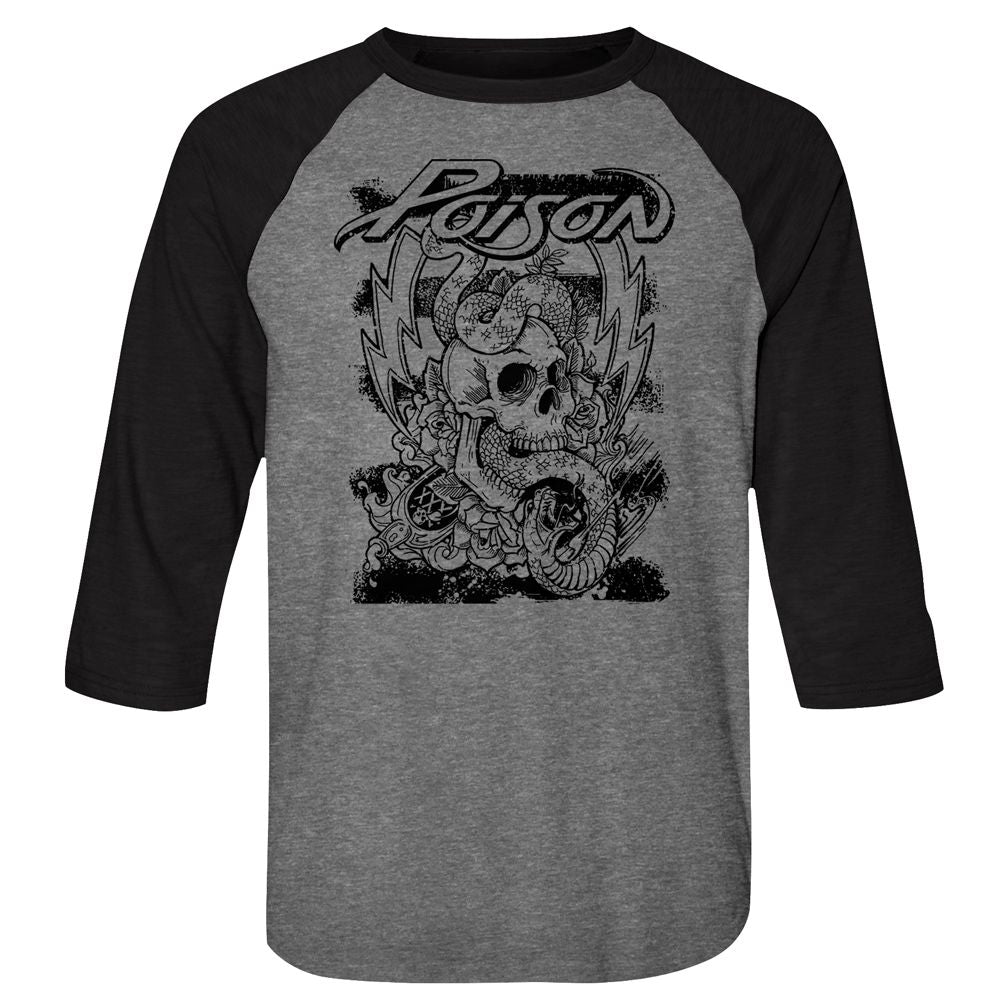 Poison 3/4 Raglan - Skull Snake Lightning