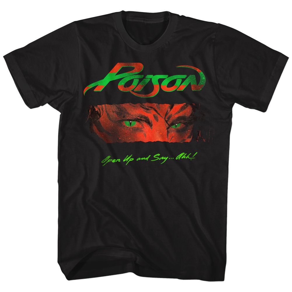 Black Poison t-shirt featuring an Open Up and Say Ahh design