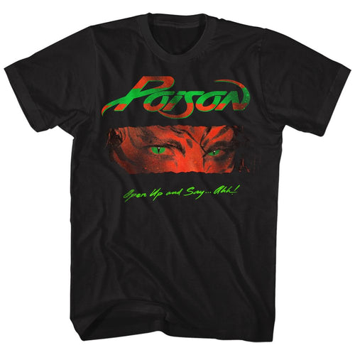 Black Poison t-shirt featuring an Open Up and Say Ahh design