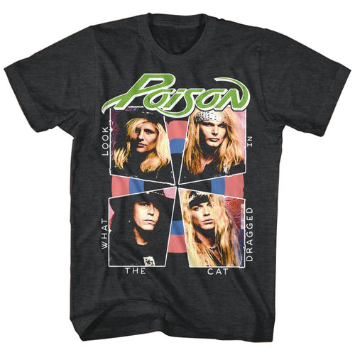 Black Heather Poison t-shirt featuring a Look What the Cat Dragged In design