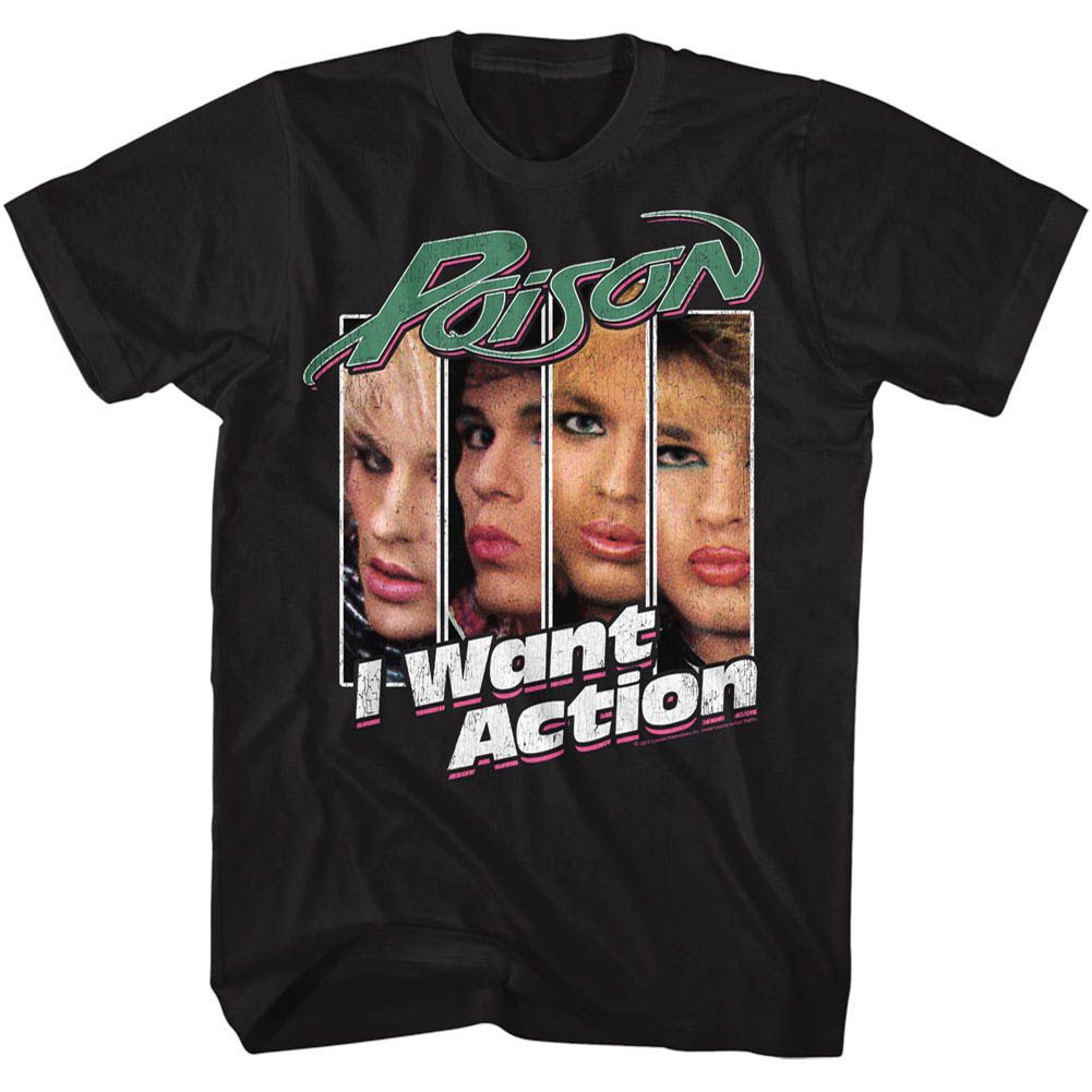 Black Poison t-shirt featuring an I Want Action design