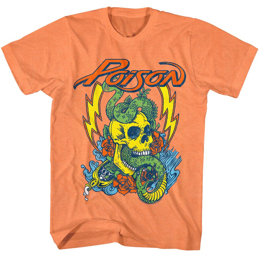 Cantaloupe Poison t-shirt featuring a Snake Skull design