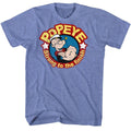 Light Blue Heather Popeye t-shirt featuring a Popeye Strong design