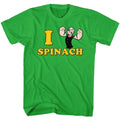 Kelly Green Popeye t-shirt featuring an I Love Spinach design