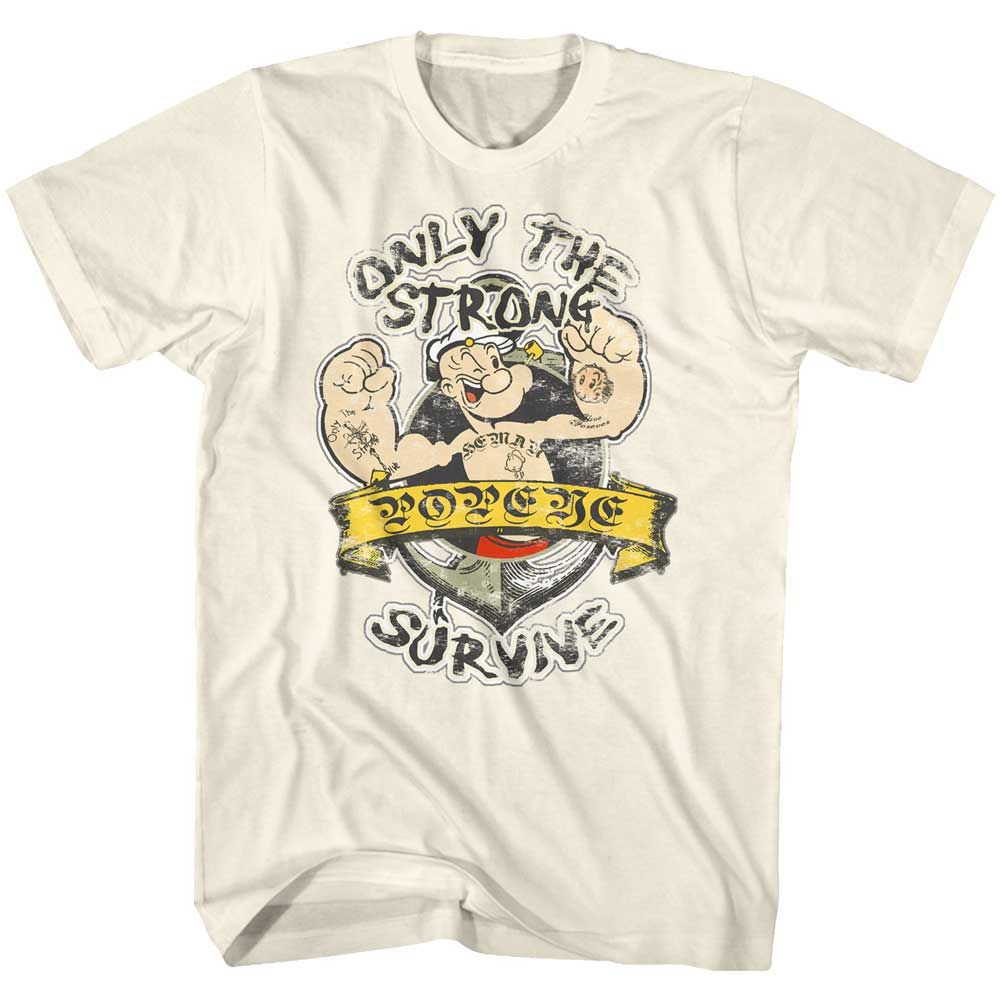 Natural Popeye t-shirt featuring an Only the Strong design
