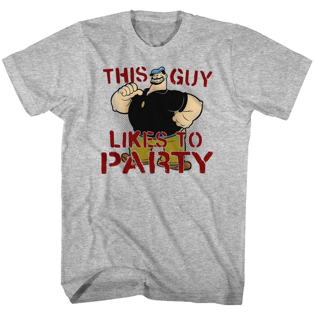 Gray Heather Popeye t-shirt featuring a Popeye Partee design