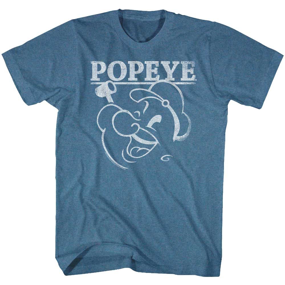 Indigo Heather Popeye t-shirt featuring a Popeye design