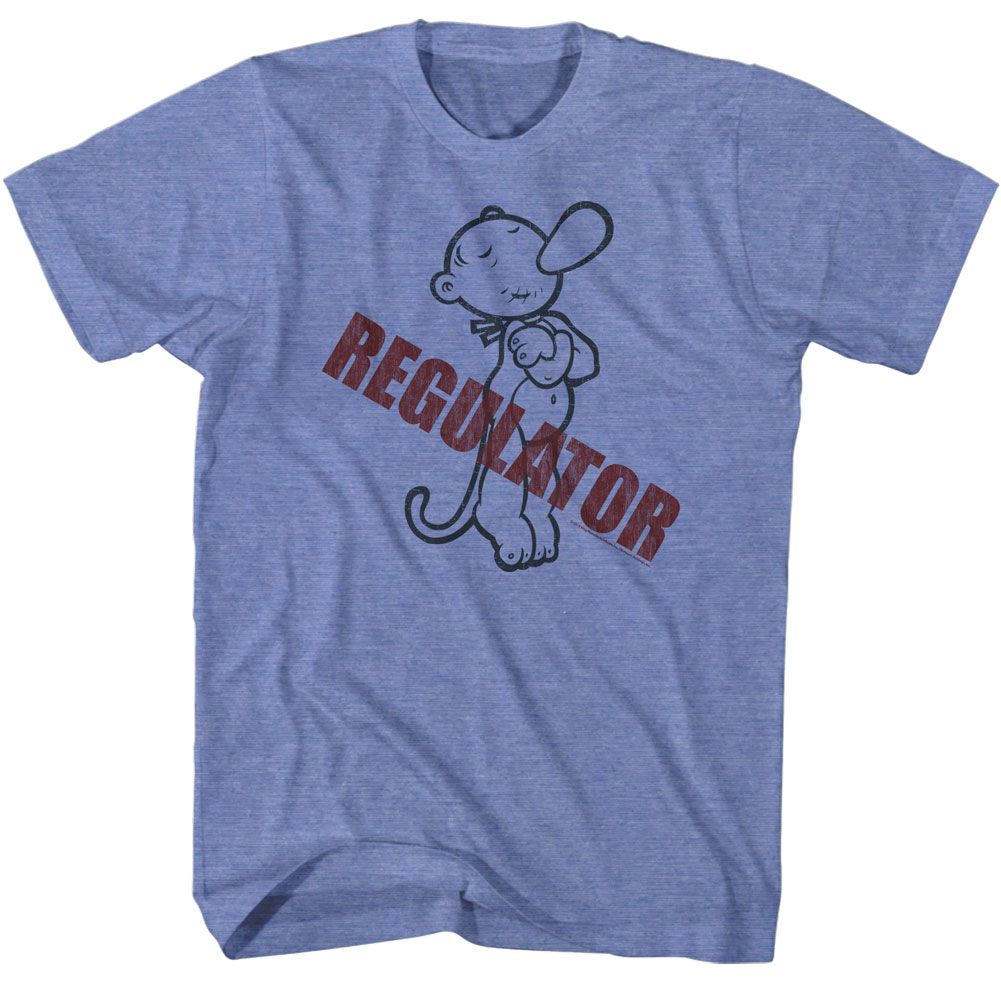 Light Blue Heather Popeye t-shirt featuring a Popeye Regulator design