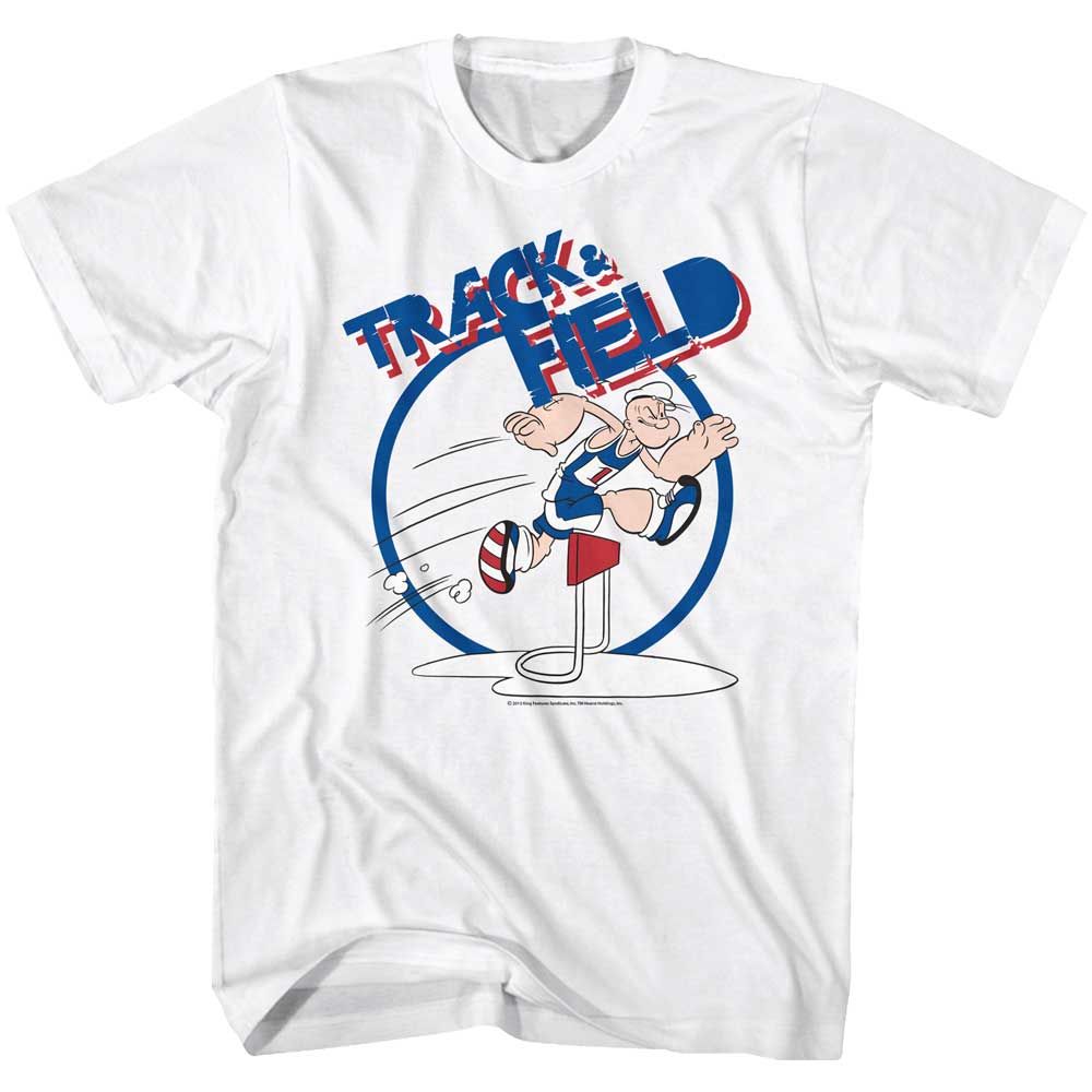 White Popeye t-shirt featuring a Popeye Trax design