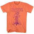 Bright orange heather Popeye t-shirt featuring a Motorcycle design