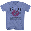 Light Blue Heather Popeye t-shirt featuring a Big Baller Swing design