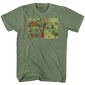 Military Green Popeye t-shirt featuring a Fightin Around the World design