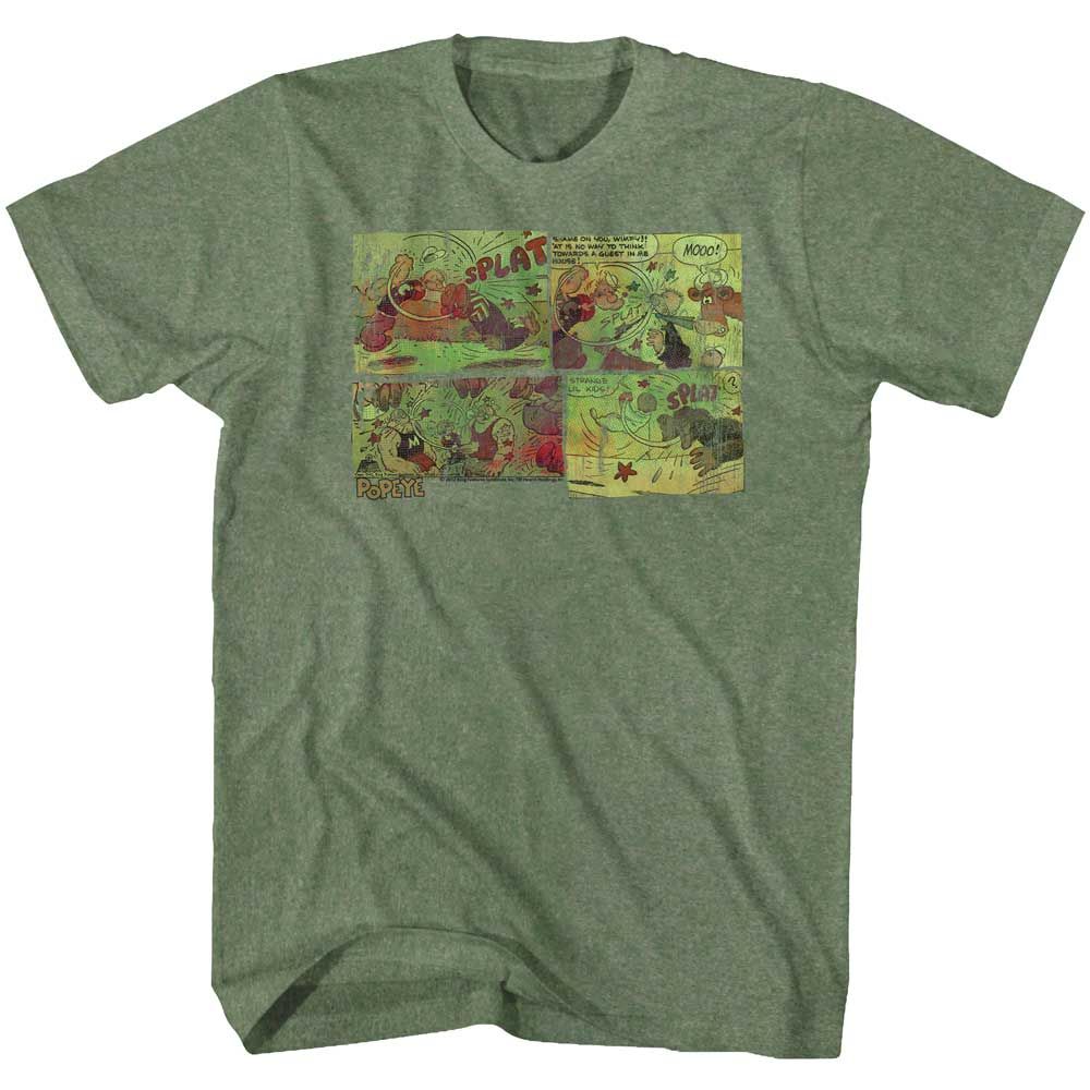 Military Green Popeye t-shirt featuring a Fightin Around the World design