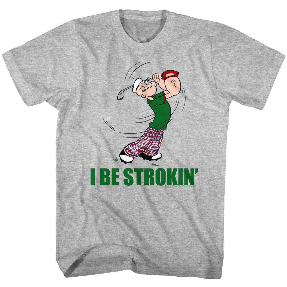 Gray Heather Popeye t-shirt featuring a Popeye Strokin design
