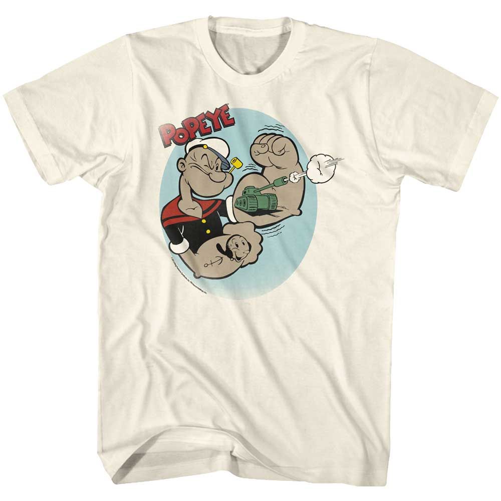 Natural Popeye t-shirt featuring a Popeye Tattoos design