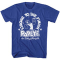 Royal Heather Popeye t-shirt featuring a Popeye Whiteness design