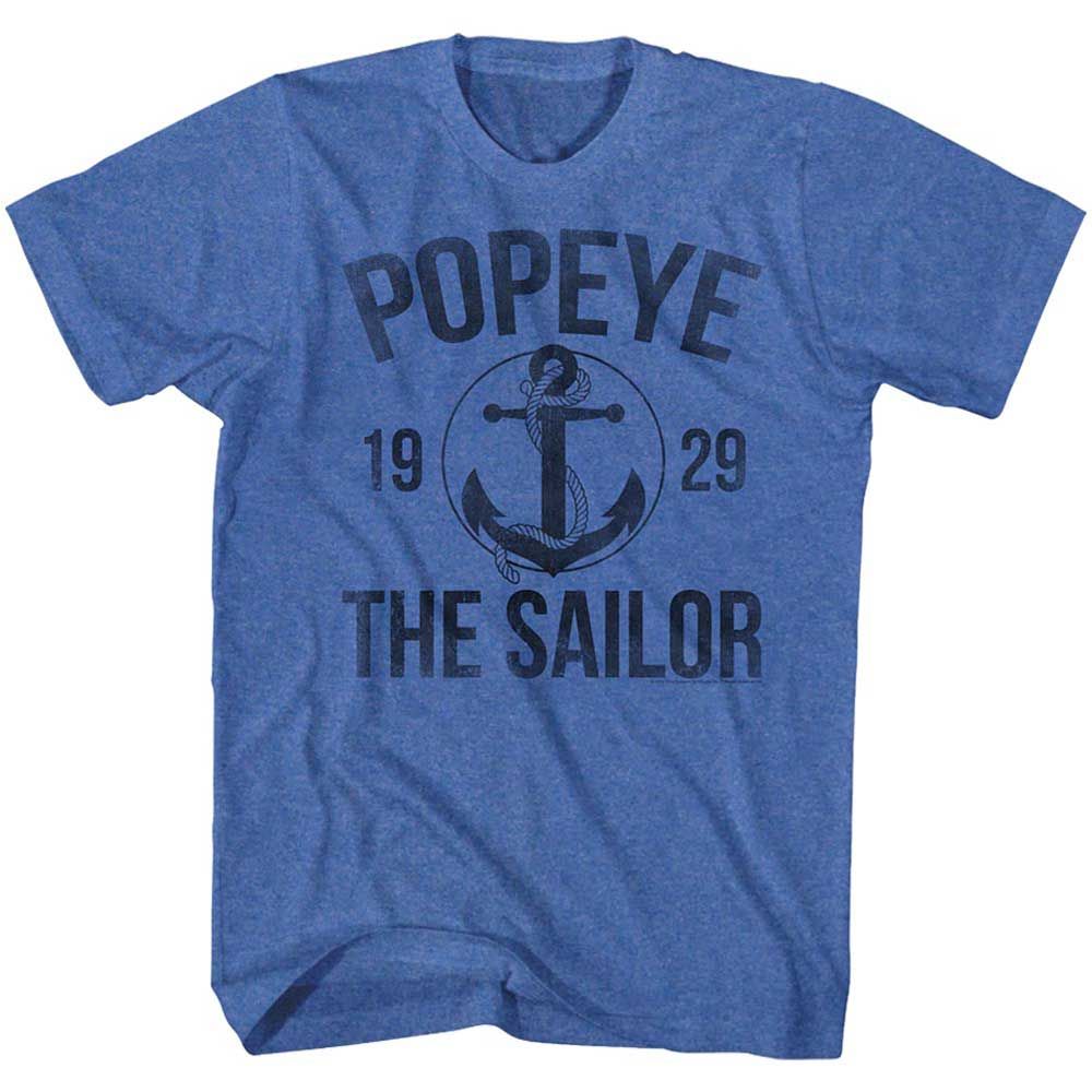 Royal Heather Popeye t-shirt featuring a Popeye Anchor design