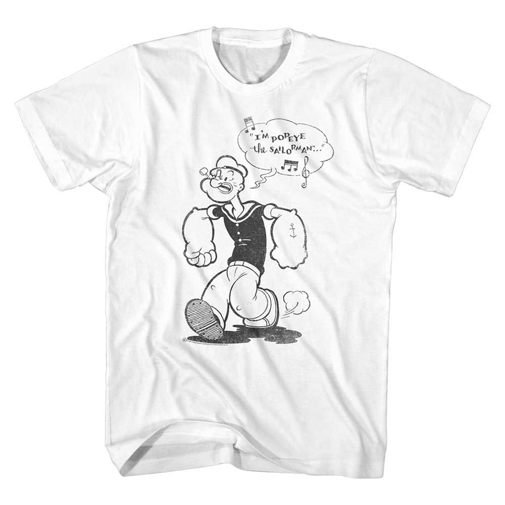 White Popeye t-shirt featuring a Sailorman design