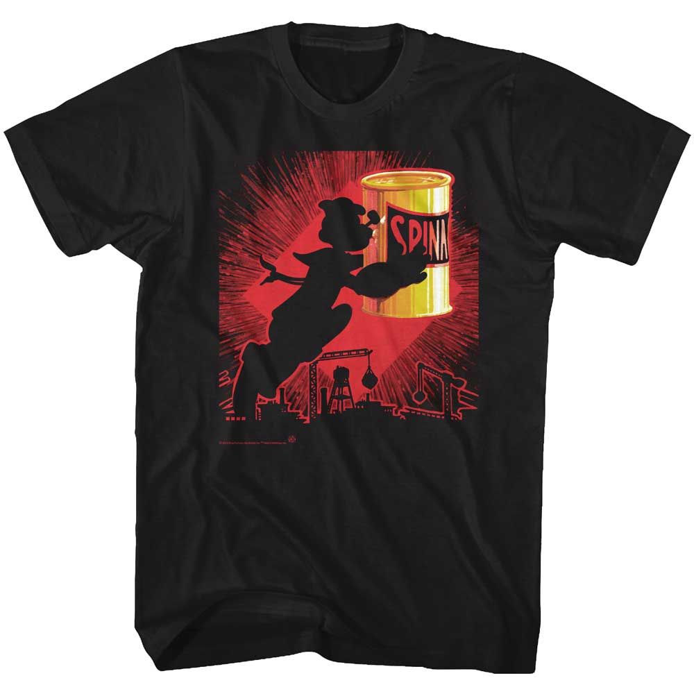 Black Popeye t-shirt featuring a Popeye Silhouette design