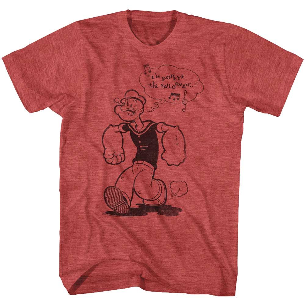 Red Heather Popeye t-shirt featuring a Sailorman design