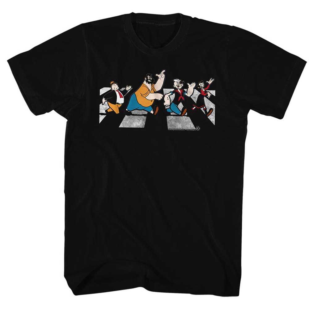 Black Popeye t-shirt featuring a Popeye Crosswalk design