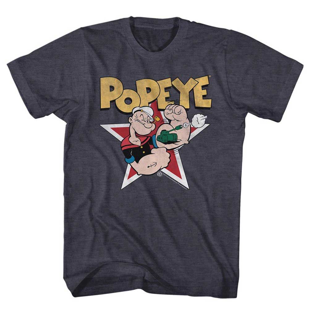 Navy Heather Popeye t-shirt featuring a Popeyestar design
