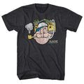 Black Heather Popeye t-shirt featuring a Spinach design