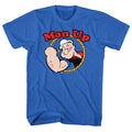 Royal Blue Popeye t-shirt featuring a Man Up design