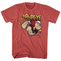 Red Heather Popeye t-shirt featuring a Gold Banner design