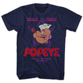 Navy Popeye t-shirt featuring an Old Game design