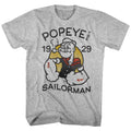 Gray Heather Popeye t-shirt featuring an Old Tat design
