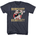 Navy Heather Popeye t-shirt featuring a Suns Out Guns Out design