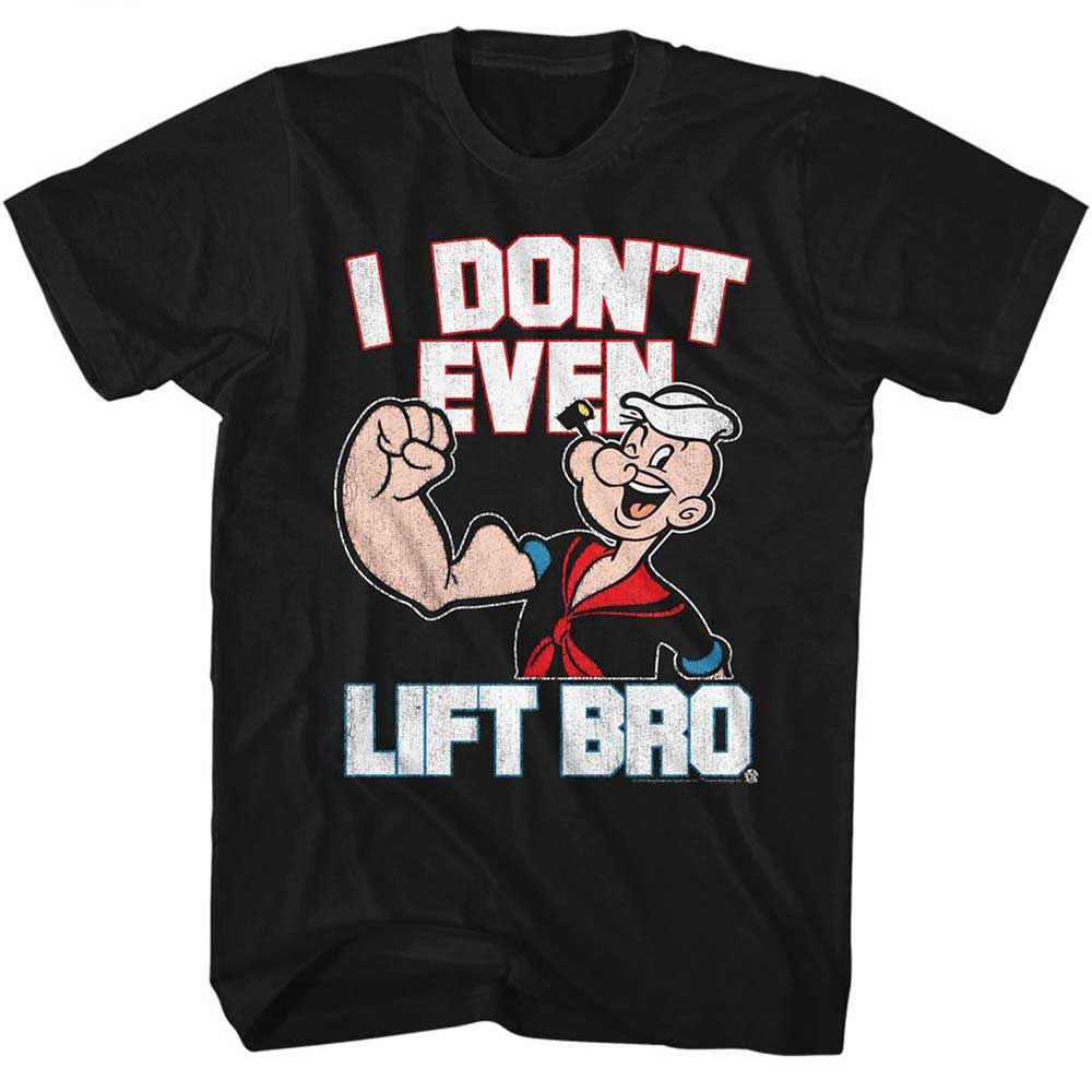 Black Popeye t-shirt featuring an Ain't Liftin design