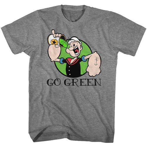 Graphite Heather Popeye t-shirt featuring a Go Green design