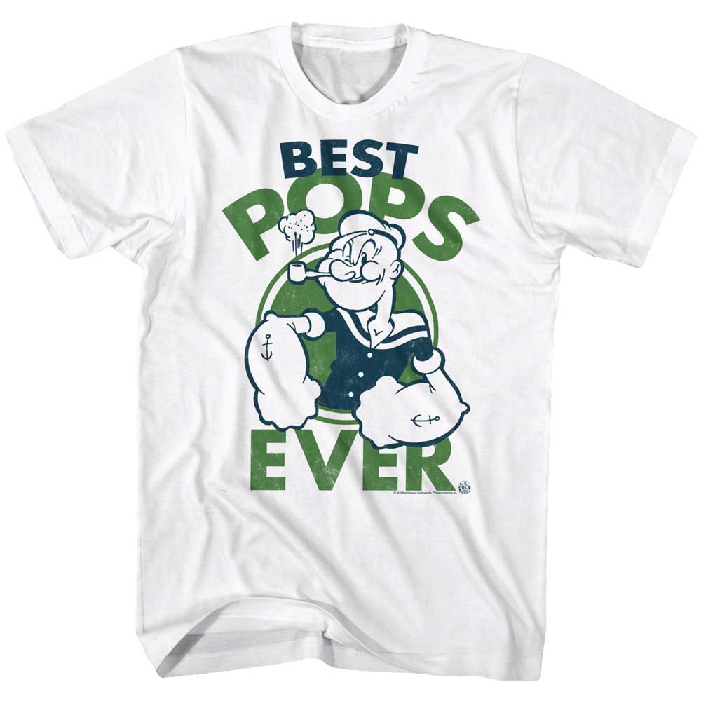 White Popeye t-shirt featuring a Best Pops design