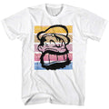 White Popeye t-shirt featuring a Brutus Color Stripes design
