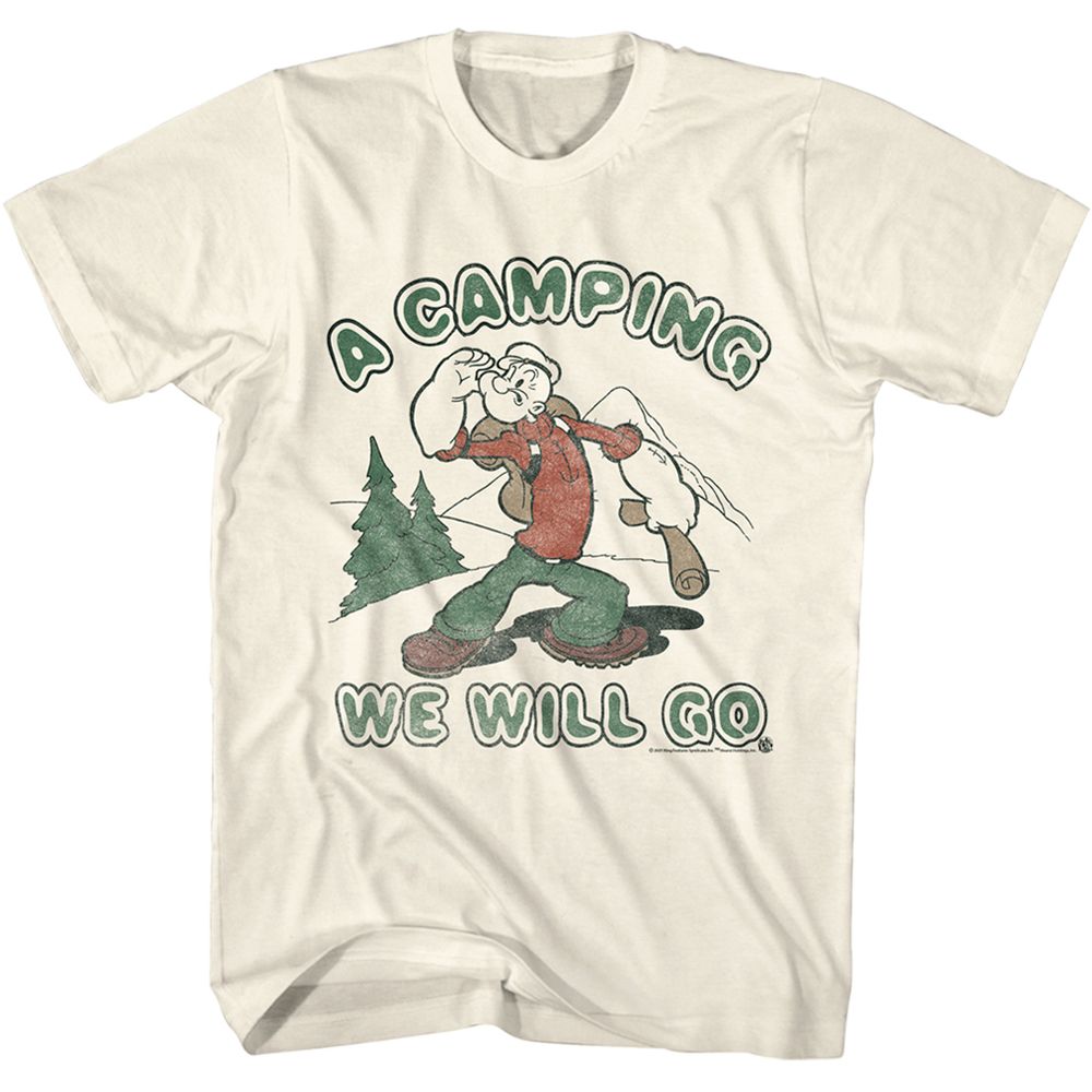Natural Popeye t-shirt featuring a Popeye Camping design