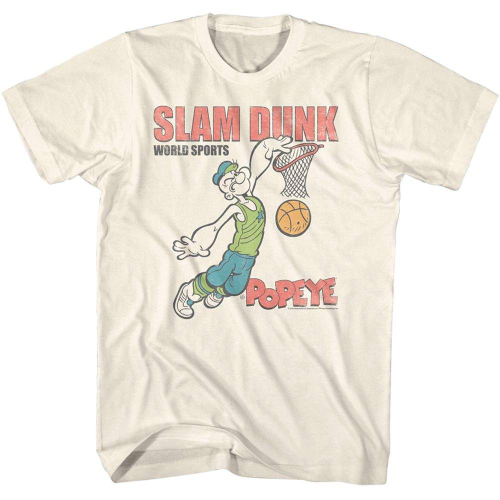 Natural Popeye t-shirt featuring a Slam Dunk design