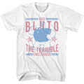 White Popeye t-shirt featuring a Popeye Bluto the Terrible design