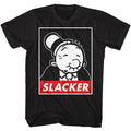 Black Popeye t-shirt featuring a Popeye Wimpy Slacker design