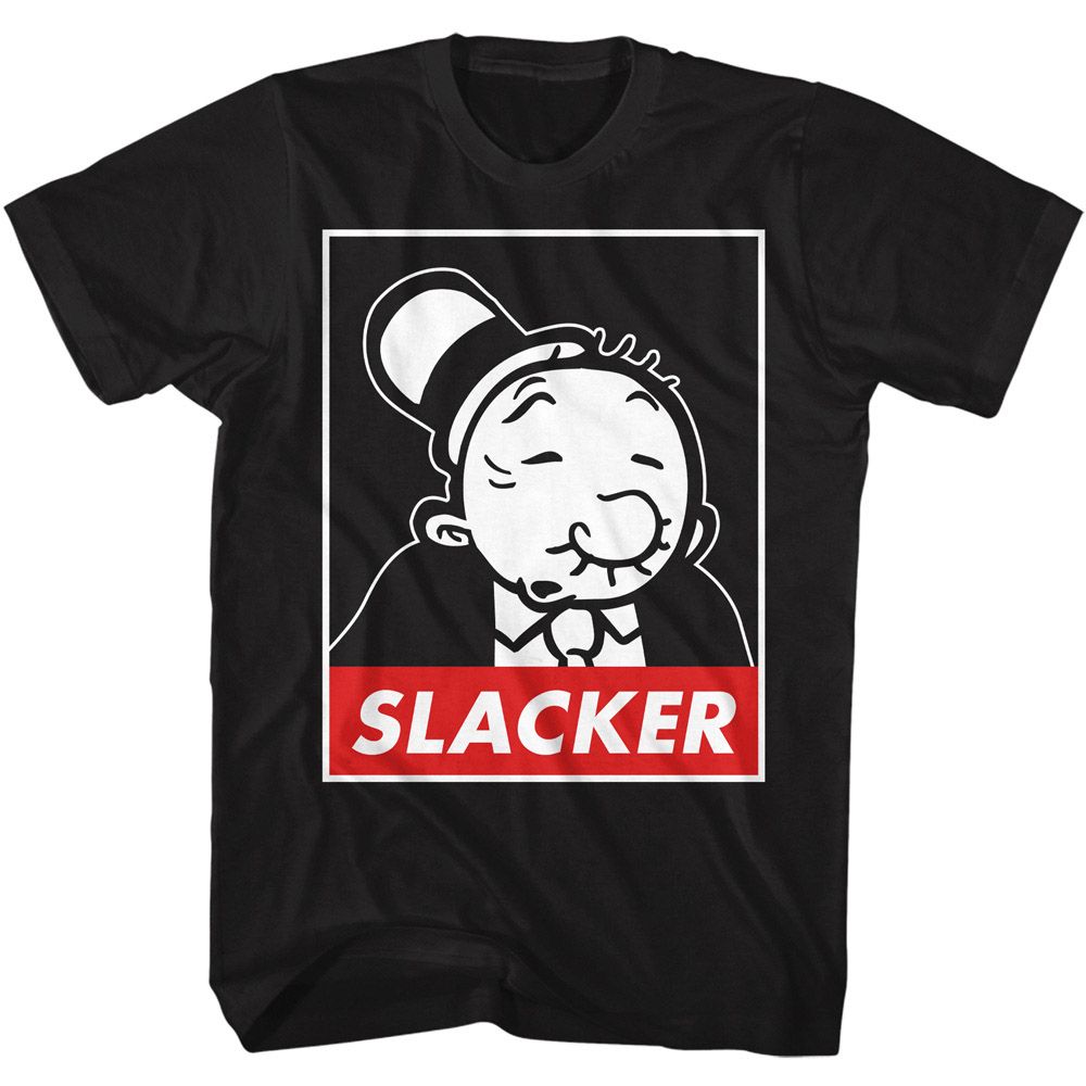 Black Popeye t-shirt featuring a Popeye Wimpy Slacker design