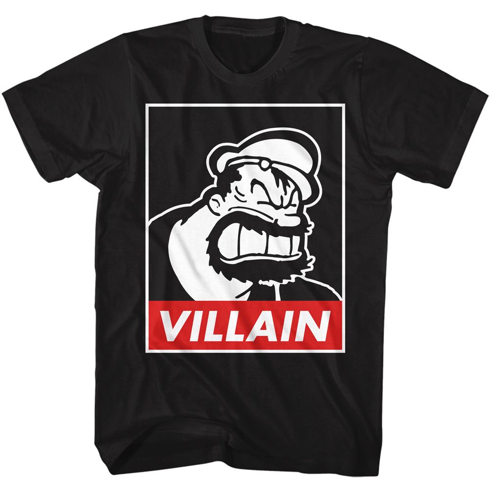 Black Popeye t-shirt featuring a Popeye Villain Brutus design