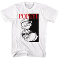 White Popeye t-shirt featuring a Popeye Box design