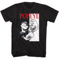 Black Popeye t-shirt featuring a Popeye Box design