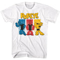 White Popeye t-shirt featuring a Popeye Halftone Rectangles design