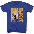 Royal Blue Popeye t-shirt featuring a Popeye Vertical Logo design