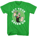Kelly Green Popeye t-shirt featuring a Get Your Green On design
