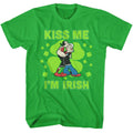 Kelly Green Popeye t-shirt featuring a Kiss Me I'm Irish design