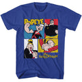 Royal Blue Popeye t-shirt featuring a Popeye Character Squares design