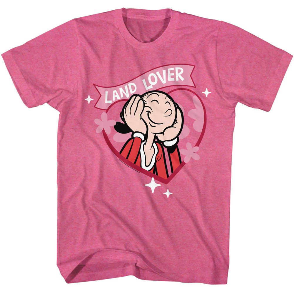 Retro Pink Heather Popeye t-shirt featuring a Land Lover design